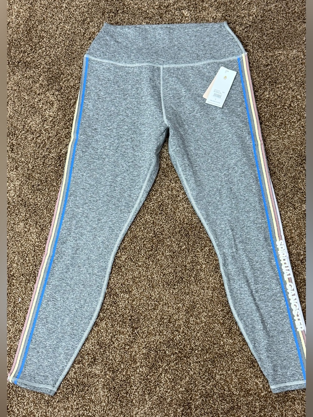 NWT Spiritual Gangster Heather Gray Leggings with Side Stripe